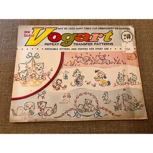 Vogart Repeat Transfer Patterns Kittens and Puppies 240 Vintage Cross Stitch